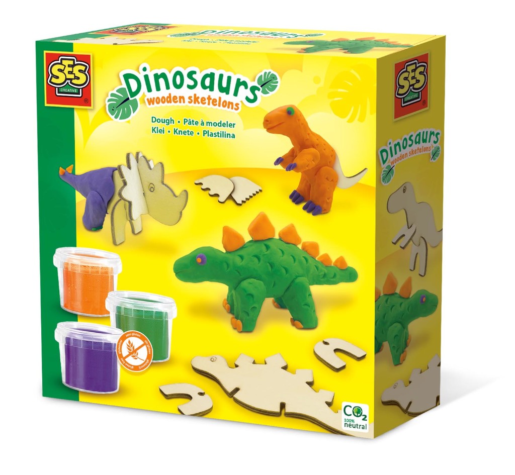 Esqueleto de dinosaurio con plastilina